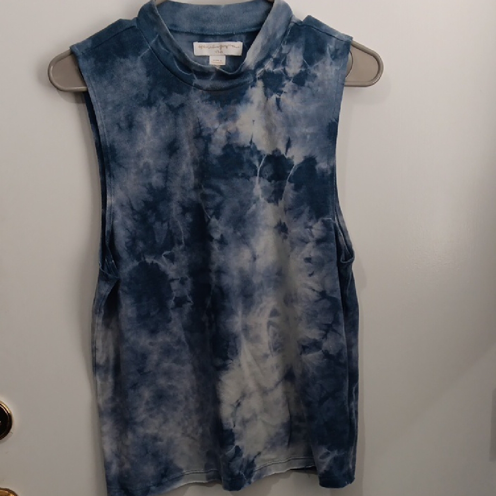 Spiritual Gangster Blue and White Tie-Dye Muscle Tee